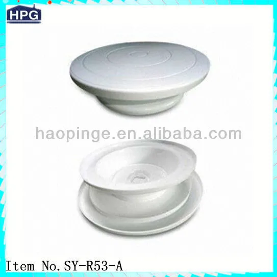Dia 28cm White Plastic Revolving Cake Stand