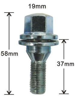 19mm hex cone seat with washer lug bolts