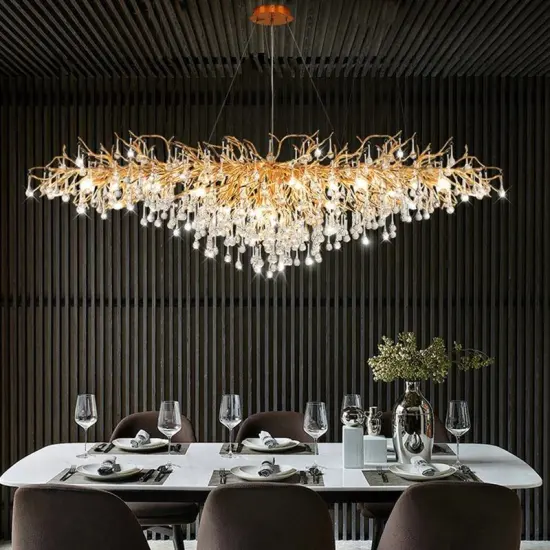 Modern Light Luxury Gold Creative Glass Chandelier for Living Room and Dining Room LED Chandelier