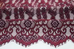 Nylon Cotton Rayon Wine Sophia Panel Lace Fabric