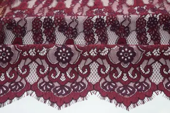 Nylon Cotton Rayon Wine Sophia Panel Lace Fabric