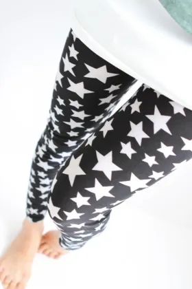 Wholesale Milk Silk Plus Thick Velvet Printed Black Blue Star Warm Pants 9538.