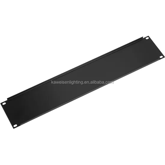 Industrial 19\" x 2U Steel Rack Panel in Black Coating: Metal Cabinet Cover Board (1.2mm) for Network Cabinets - Blanking Panels
