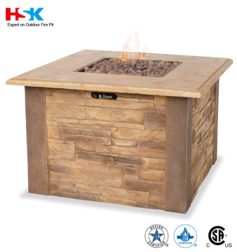 Floor standing Installation and Outdoor propane gas patio furniture type Garden treasure Square Marble top Gas Fire Pit table