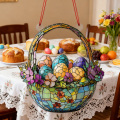 Vitray Paskalya Yumurtası Sepeti Akrilik Suncatcher