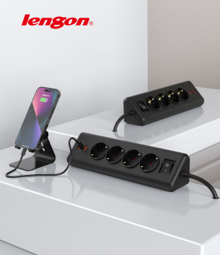 Non-Slip Kitchen Corner Socket with 2 USB-A and 1 Type-C, 20W, 16A German Standard