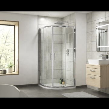 Modern Classic Double Opening Sliding Shower Enclosure with Arc Tempered Glass