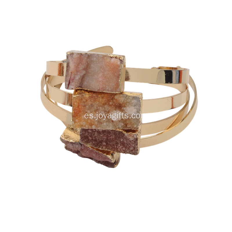 Charm Bracelet 2016 nuevo producto Natural Clear Crystal con Druzy Cuboid Orange