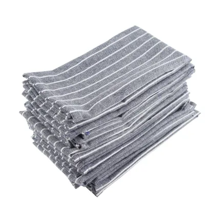 White Striped 17x17inch Cloth Napkins Set of 12 cotton linen Napkins dining table Napkins