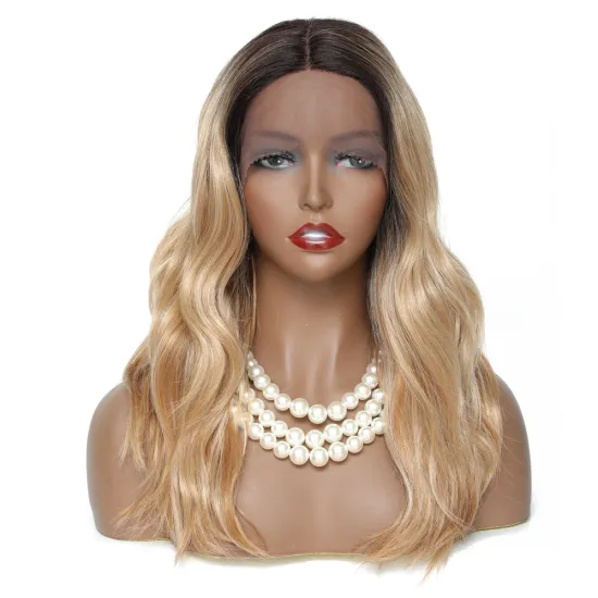 X-TRESS SHORT BOB WIG Soft Middle Part Medium Length Body Wave Lace Hair Wigs Ombre Blonde Synthetic Lace Wig For Black Women
