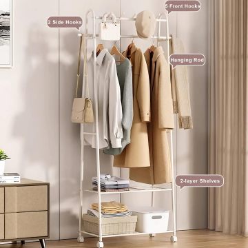 Low Price Hotel Bedroom Metal Clothes Rack with Shelves