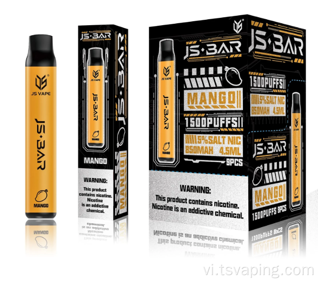 Thiết kế mới nhất e-thuốc lá điện tử 1500 puffs trái cây dùng một lần