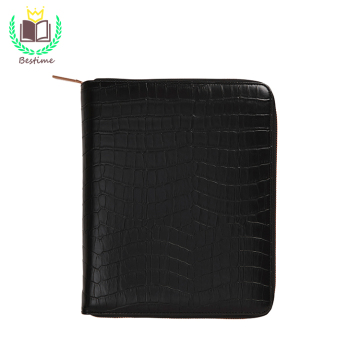 Custom Black Croco PU Leather Journal Planner A5 Binder Cover