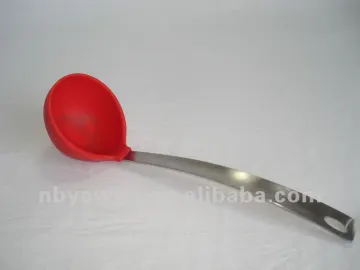 silicone soup ladle with stainless handle