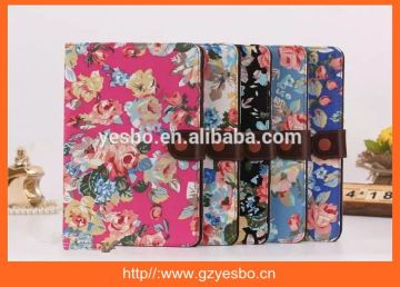ultra-thin flower design stand leather case with buckle for ipad 5 mini