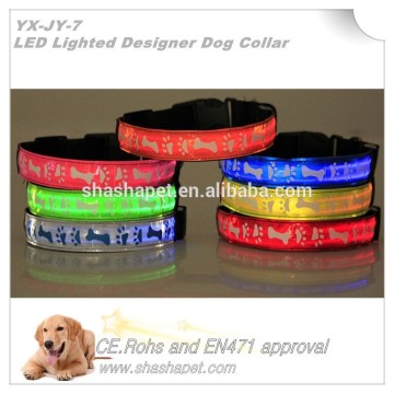 Factory wholesales LED pet collar with L.E.D. Lighted Designer Dog Collar