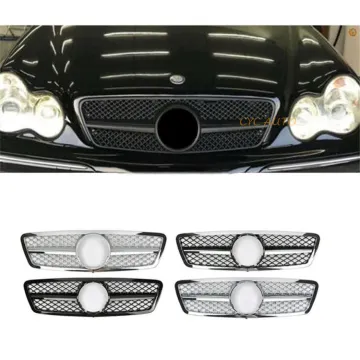 Silver AMG Style Grille for Mercedes-Benz W203 C180 C200 C250 C300