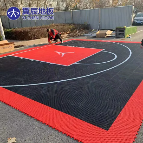 Black and Red Personal Basketball Court for Your Yard