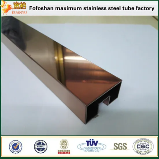 pvd color coating rose mirror stainless steel slotted pipe for balustrade inox