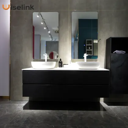 solid surface double sink bathroom vanity