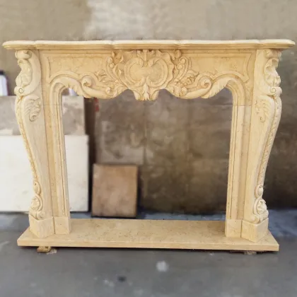 Antique louis-xv-style fireplace stone carving marble fireplace