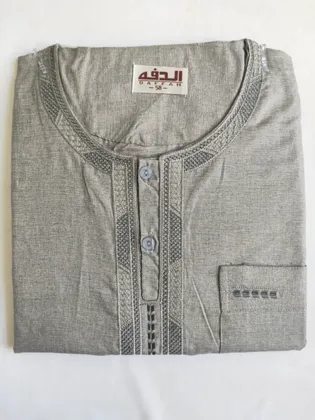 Men Moroccan Short Sleeves GreyThobe Kandora