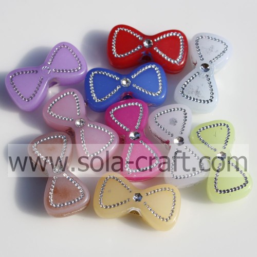 A Variety Of Bowknot Acrylic Lucite Cheap Beads With Silver Point On Surface