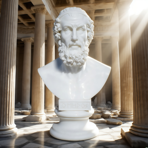 Greek Marble Bust with Ancient Script Handmade Museum