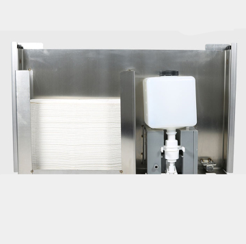 Factory Supply Stainless Steel Wall-Mounted Manual Liquid Soap Gel Hand Sanitizer Dispenser with Tissue Holder
