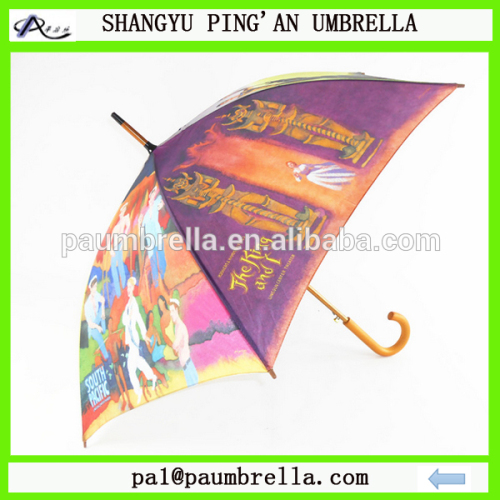 Full oclor printing 6 ribs wooden umbrella made in China 60 cm wooden umbrella