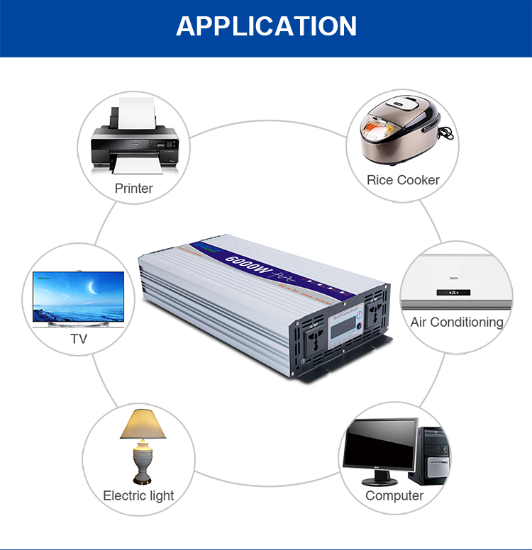 Pure Sine Wave 6000W Power Inverter 12V/ 24V/ 48V To 220V Converter Transformer axpert inverter