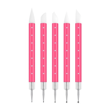 5pcs Double-ended Silicone Head Carving Dotting Pens for Nail Art