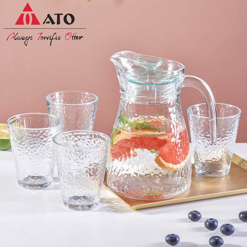 Brocca d'acqua in vetro picher con tazza di vetro set