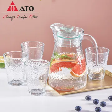 Glass Water Jug Picther with Glass Cup Set
