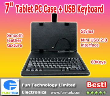 Leather Case with MiniUSB Wired Keyboard for 7 inch Tablet PC Mid Apad Epad Ipad