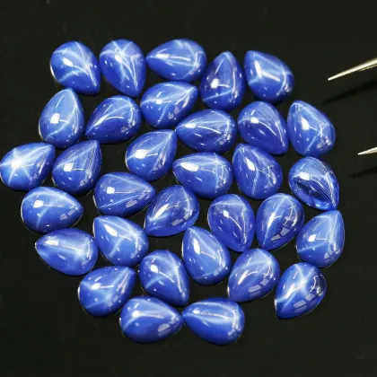 Starlight Sapphire Water Drop Ring Face Starlight Gemstone