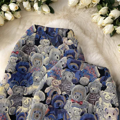 LW0231 Women's High Waist Slimming Bear Print Skirt