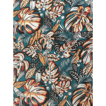 Tropical Leaves Polyester Bubble Chiffon Printing Fabric