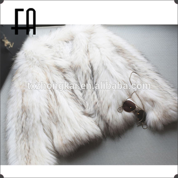 Factory direct wholesale white raccoon fur knitted jacket /white raccoon fur knit jacket