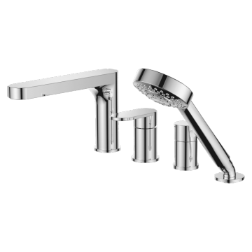 4-hole rim-mounted bath mixer