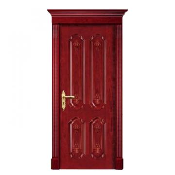 Puerta de chapa de madera sólida roja para el interior