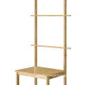 Space-Saving Bamboo Furniture: Multi-Functional Rack for Bathroom Shelving, Storage, Chair Seat, and Towel Holders