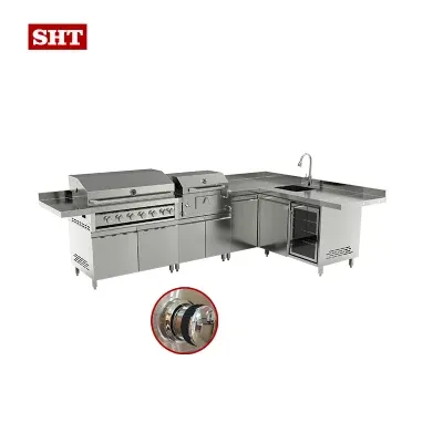Japan Style Outdoor Island Gas Grill Built-in BBQ Grill Cabinet