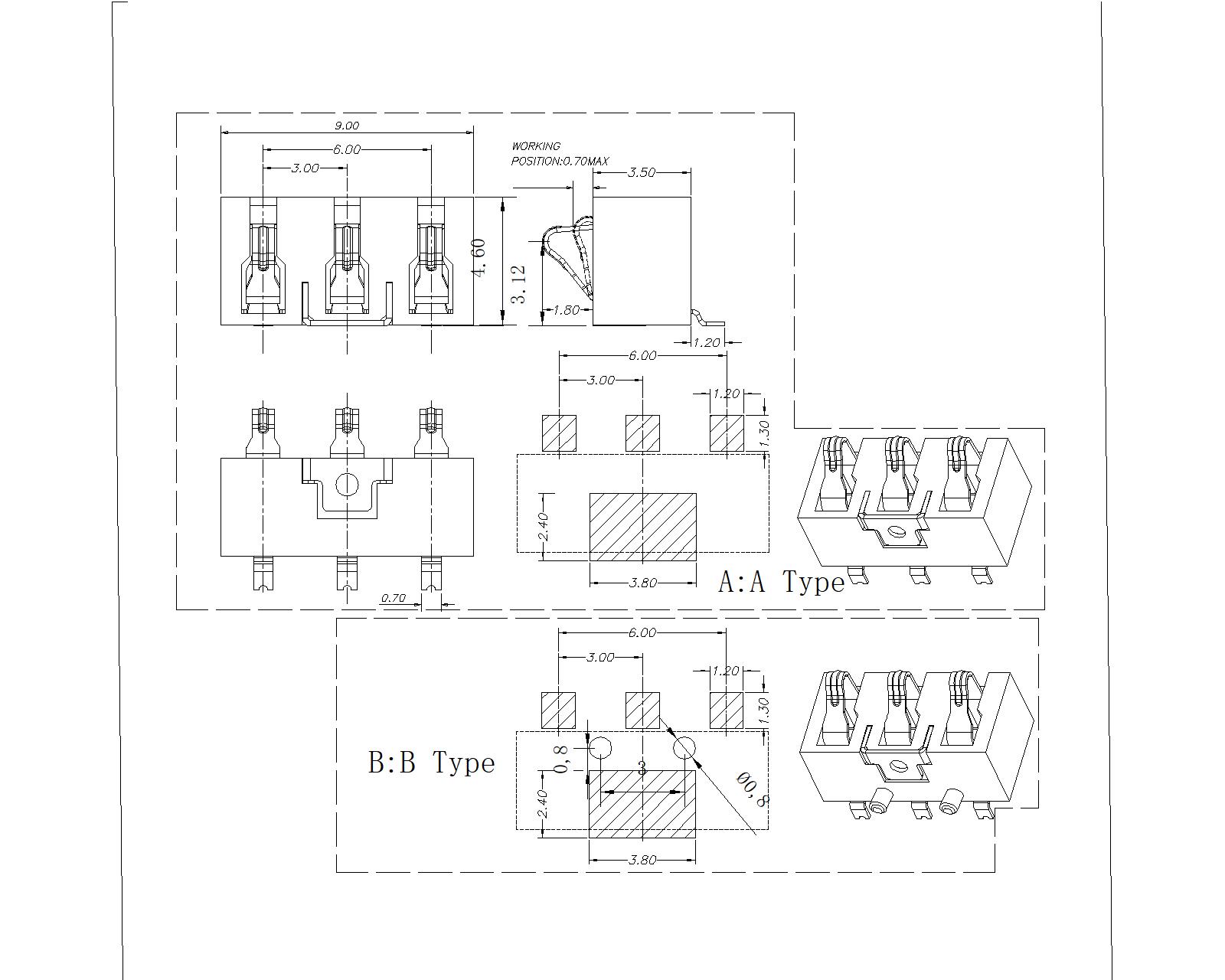ABT22-03LCXD 3 Circuit Battery Connector