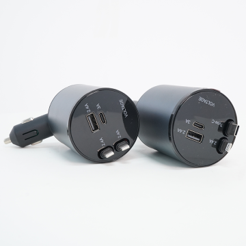 EU/AU/RU Stock: Retractable Car Charger with 2 Ports, 60W - Fast Delivery