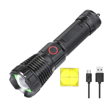 XHP90: lampe de poche LED à 3000 lumens haute puissance avec recharge USB, banque d'alimentation intégrée et corps métallique