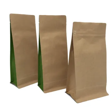 Organic Laminate Kraft Paper Flat Bottom Zipper Pouches