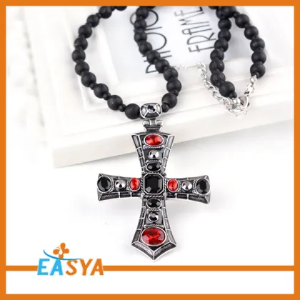 Elegant Jewelry Red Stone Cross Necklace