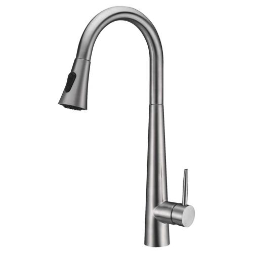 Black Brass Curved Single Lever Kitchen Sink Mixer Faucet