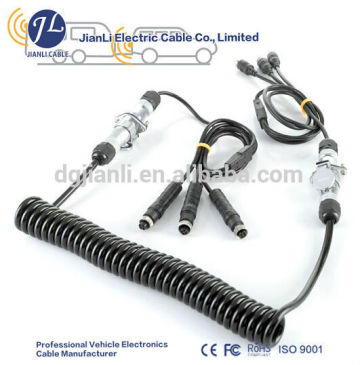 7 pin black auto plug and play coiled cable